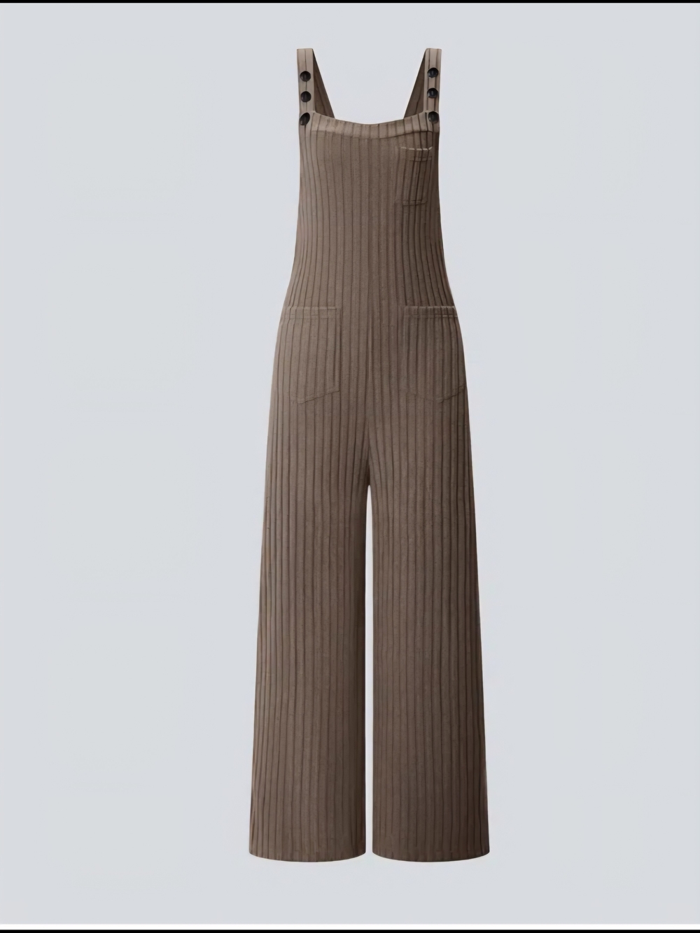 HALARA Ribbed Wide-Leg Jumpsuit in Brown